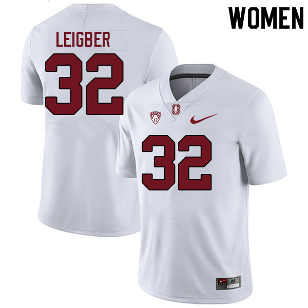 Women #32 Mitch Leigber Stanford Cardinal College Football Jerseys Sale-White